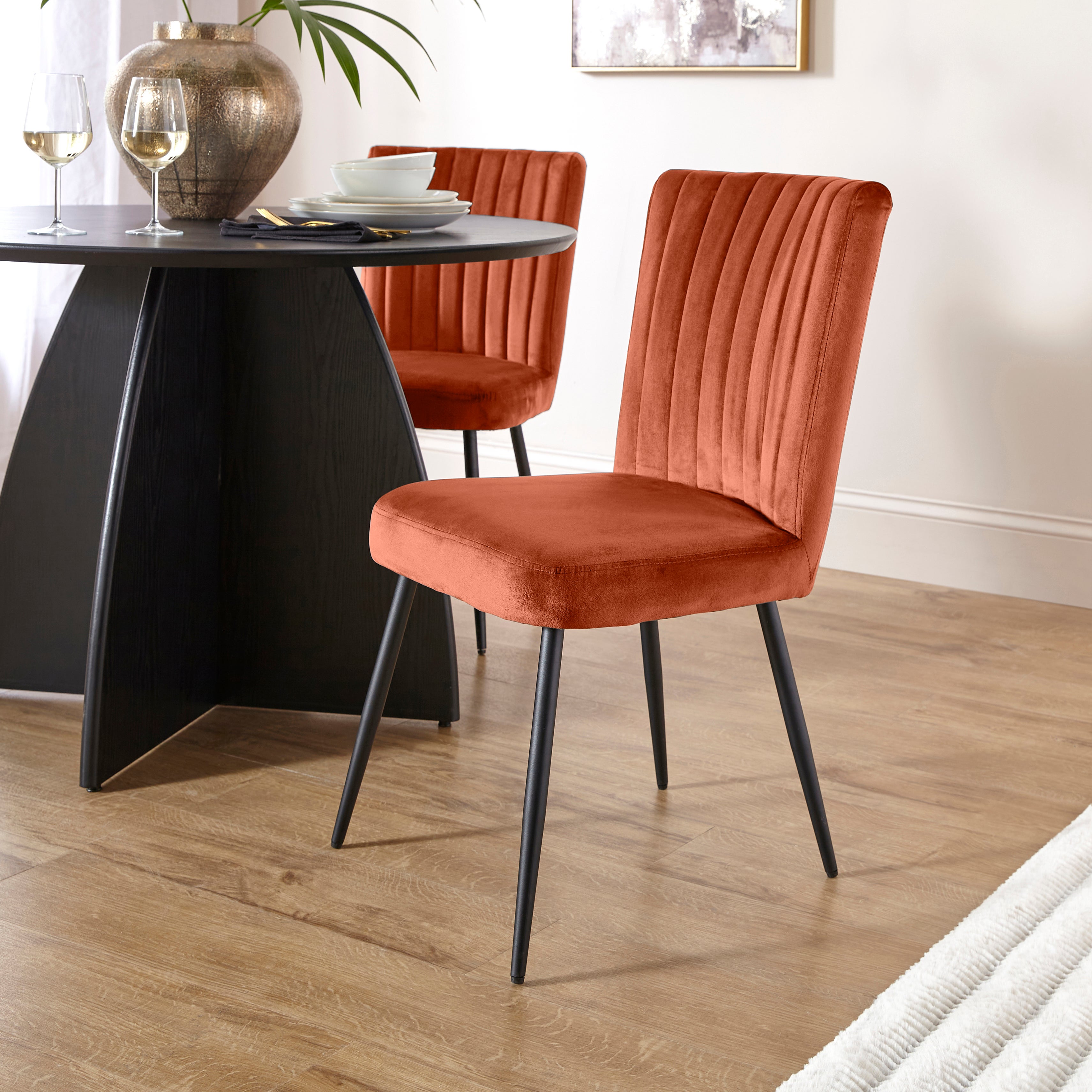 Taylor Dining Chair Velvet Orange Umber