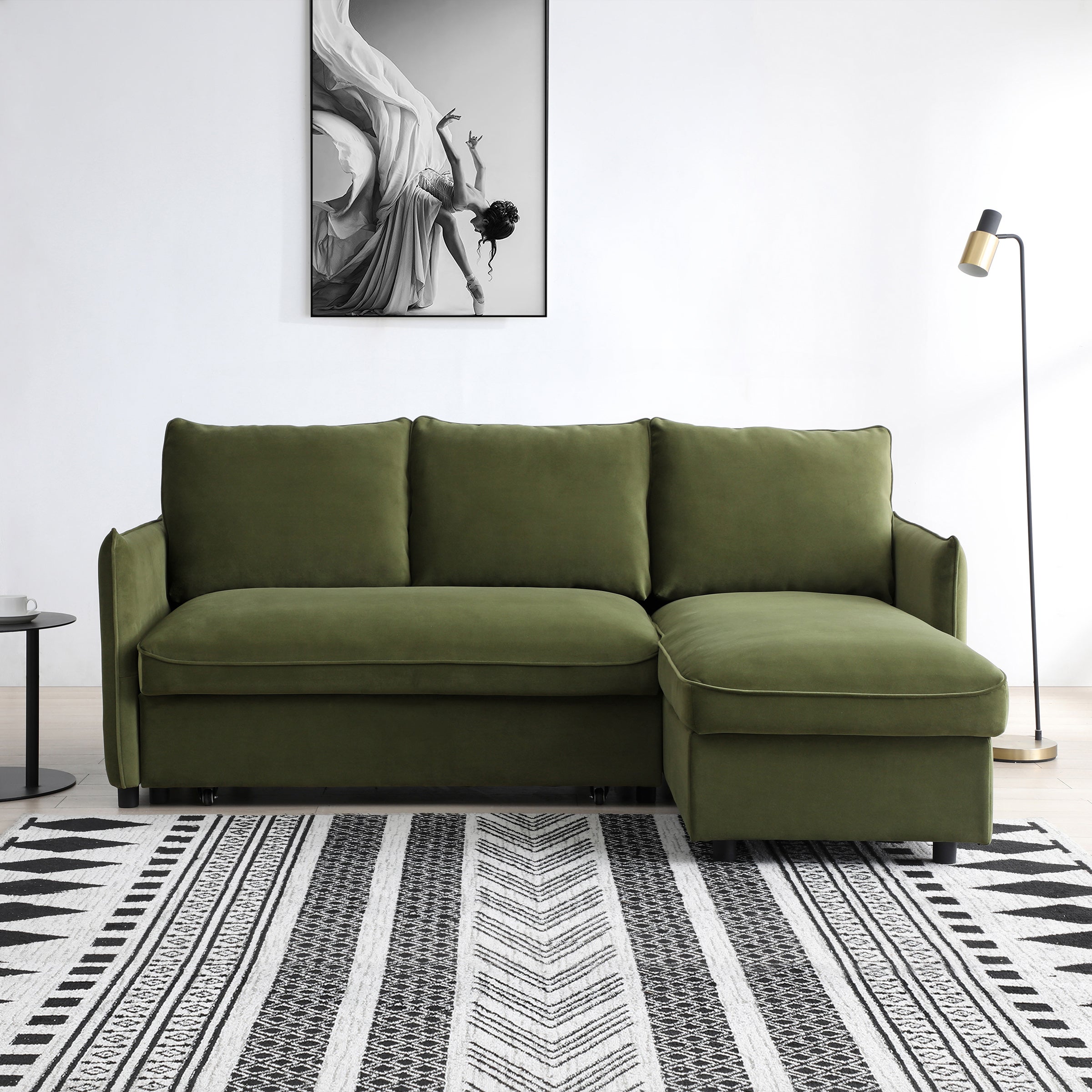 Lucie Corner Sofabed Velvet Olive