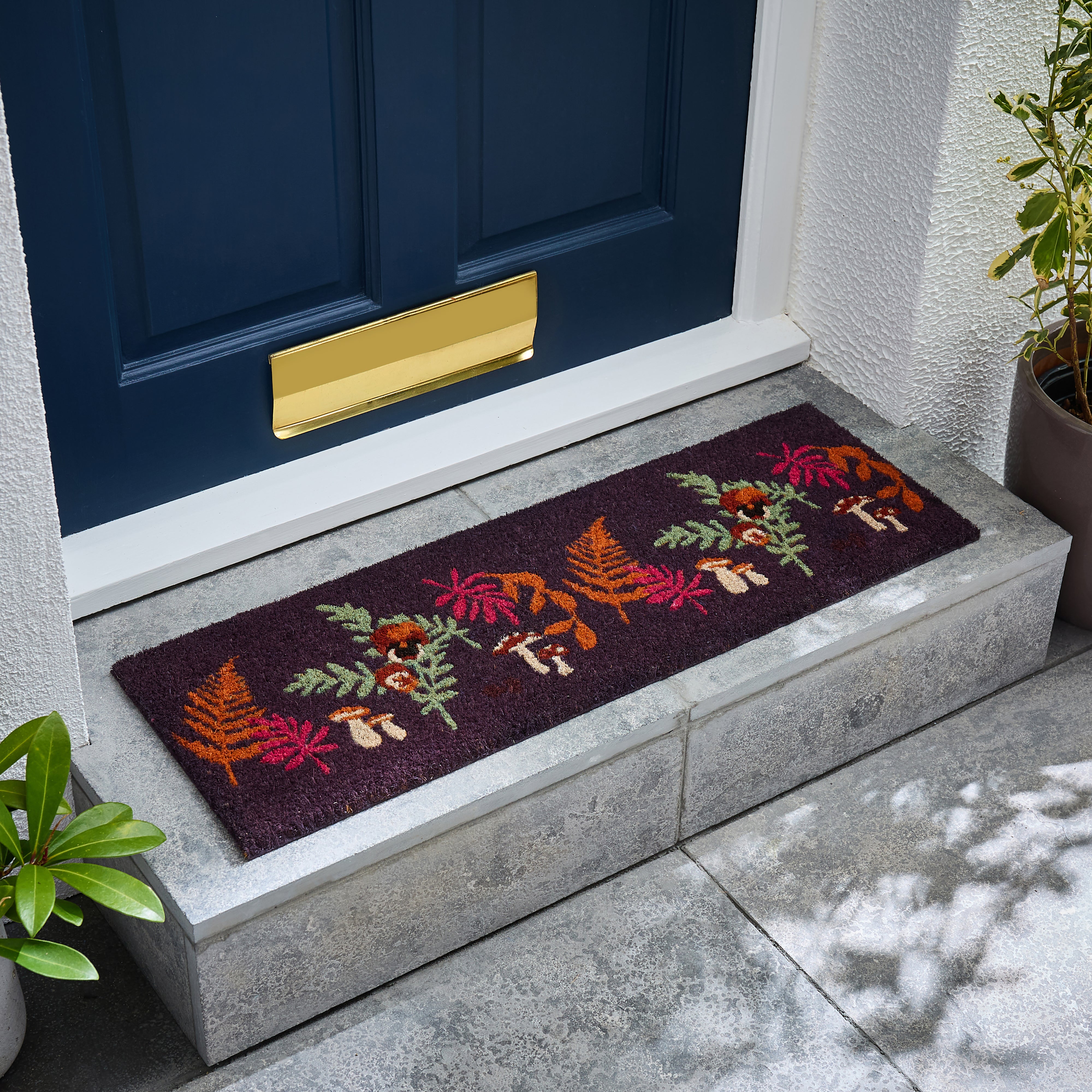 Mushroom Forest Outdoor Step Doormat Purple