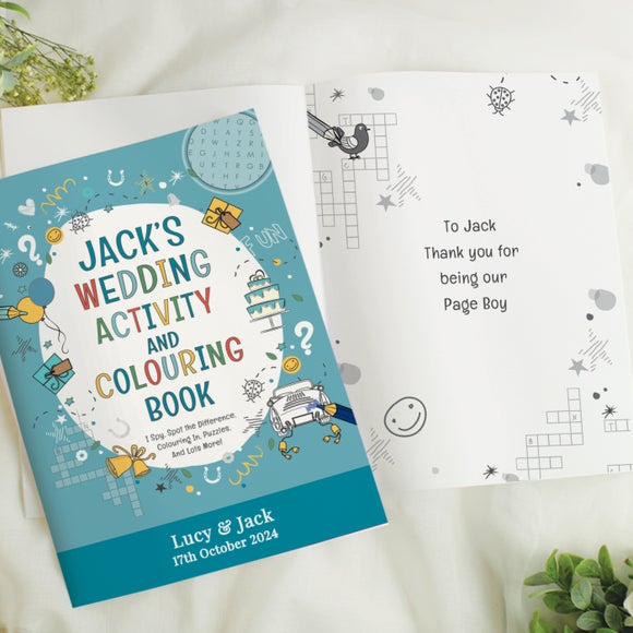 Personalised Blue Wedding Colouring Book