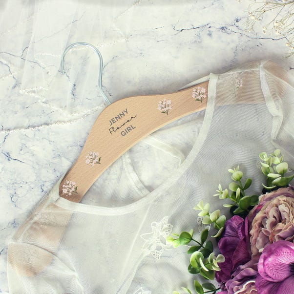 Personalised White Floral Wooden Coat Hanger image 1 of 4