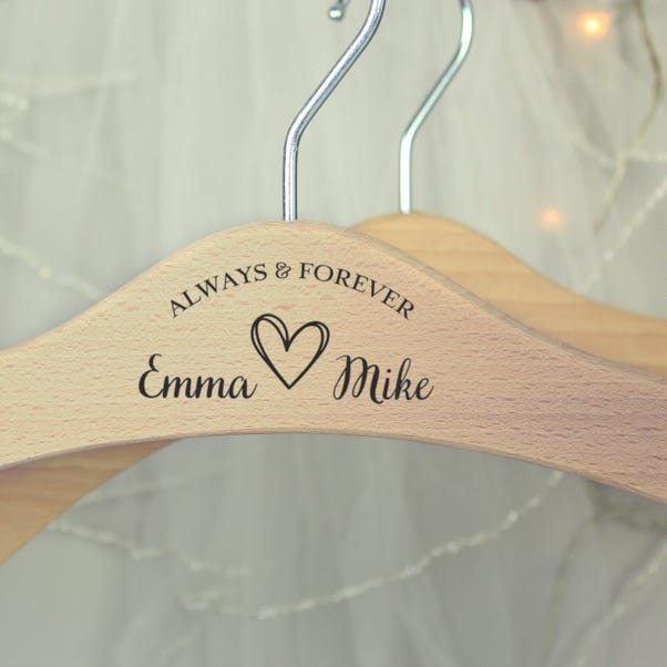 Personalised Always and Forever Wooden Coat Hanger image 1 of 4