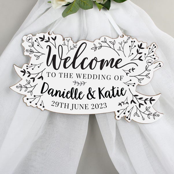 Personalised Welcome to the Wedding Wooden Hanging Decoration image 1 of 5