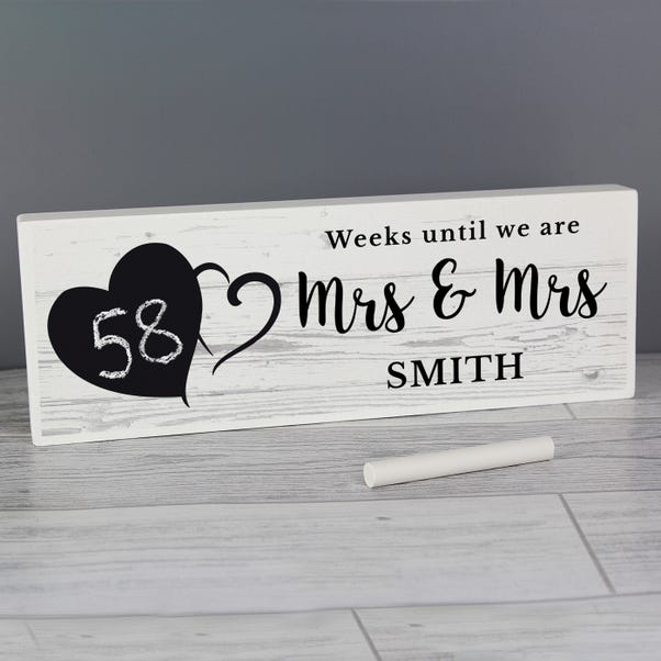 Personalised Rustic Chalk Countdown Wooden Block Sign image 1 of 6