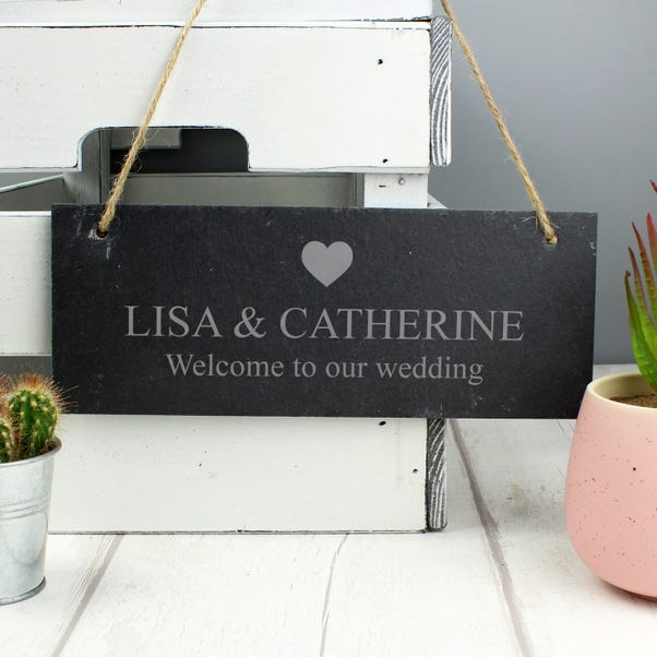 Personalised Heart Motif Hanging Slate Plaque image 1 of 3
