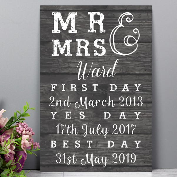 Personalised Mr and Mrs First Day Yes Day and Best Day Metal Sign image 1 of 3