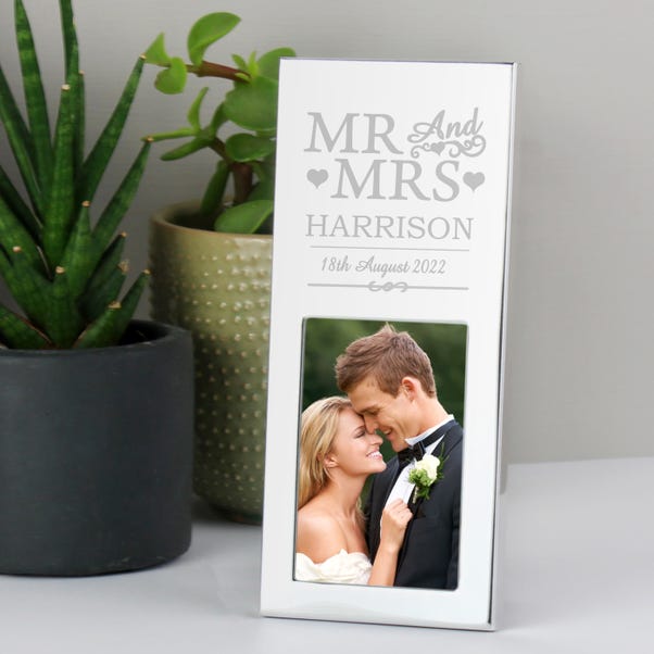 Personalised Small Mr and Mrs Silver Photo Frame image 1 of 3