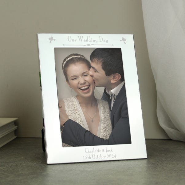 Personalised Decorative Our Wedding Day Silver Photo Frame image 1 of 5