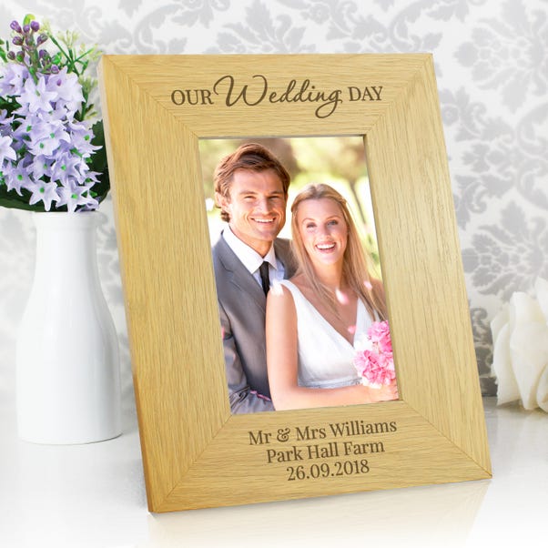 Personalised Our Wedding Day Oak Finish Photo Frame image 1 of 4