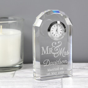 Personalised Mr and Mrs Crystal Clock