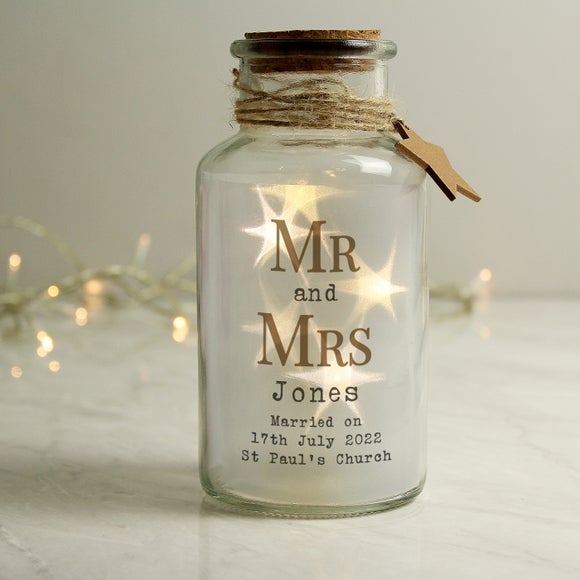 Click to view product details and reviews for Personalised Mr And Mrs Glass Led Jar.