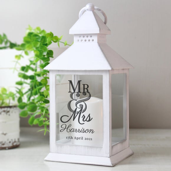 Click to view product details and reviews for Personalised Mr And Mrs White Lantern.