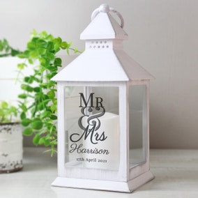 Personalised Mr and Mrs White Lantern