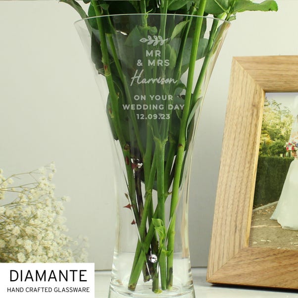 Personalised Botanical Hand Cut Diamante Heart Vase image 1 of 9