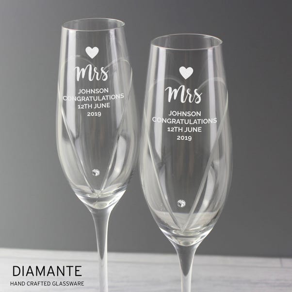 Personalised Hand Cut Heart Celebration Pair of Flutes with Gift Box image 1 of 6