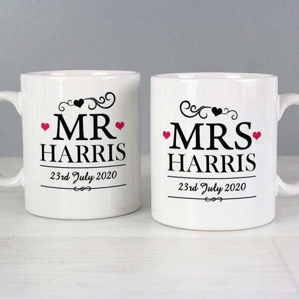 Personalised Set of 2 Mr and Mrs Mugs image 1 of 3