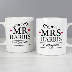 Personalised Set of 2 Mr and Mrs Mugs