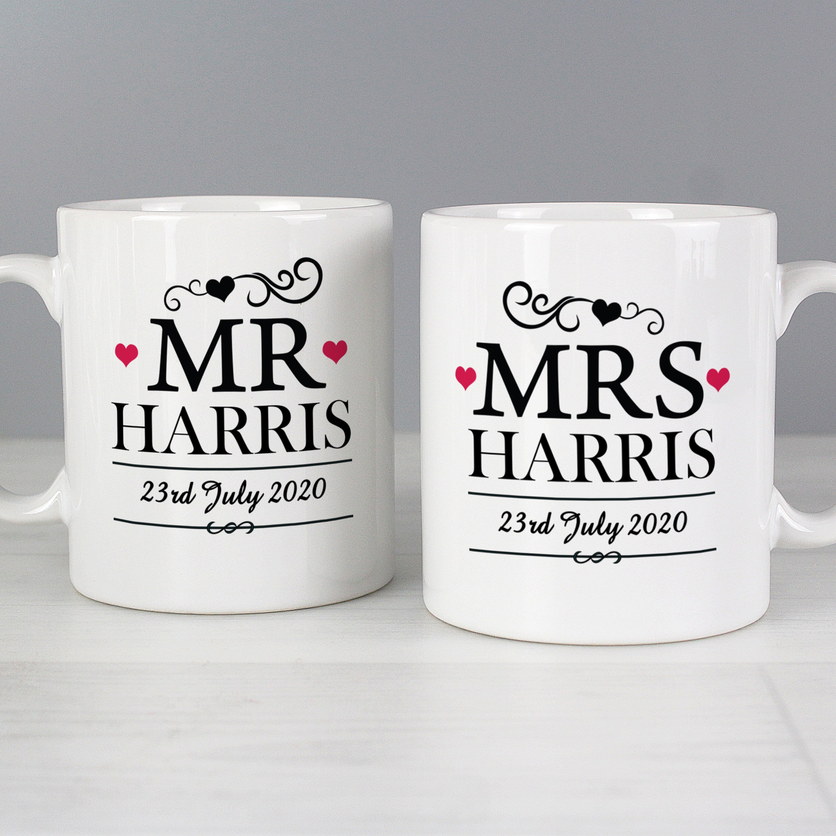 Personalised Set of 2 Mr and Mrs Mugs
