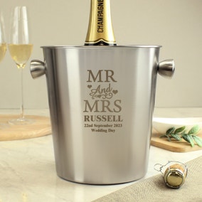 Personalised Mr and Mrs Stainless Steel Ice Bucket