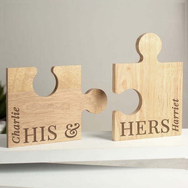 Personalised His and Hers Jigsaw Piece Ornament Set image 1 of 4