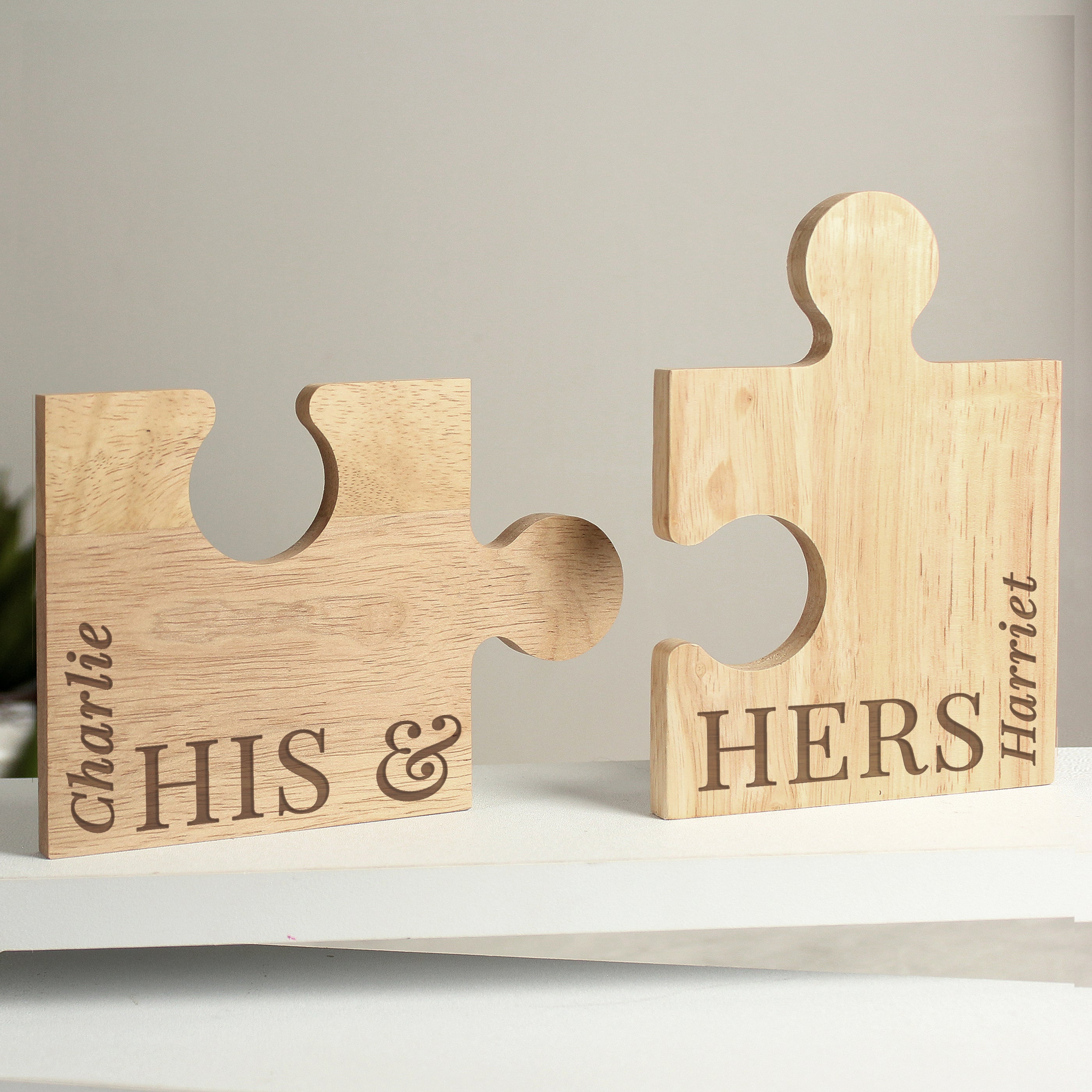 Personalised His and Hers Jigsaw Piece Ornament Set