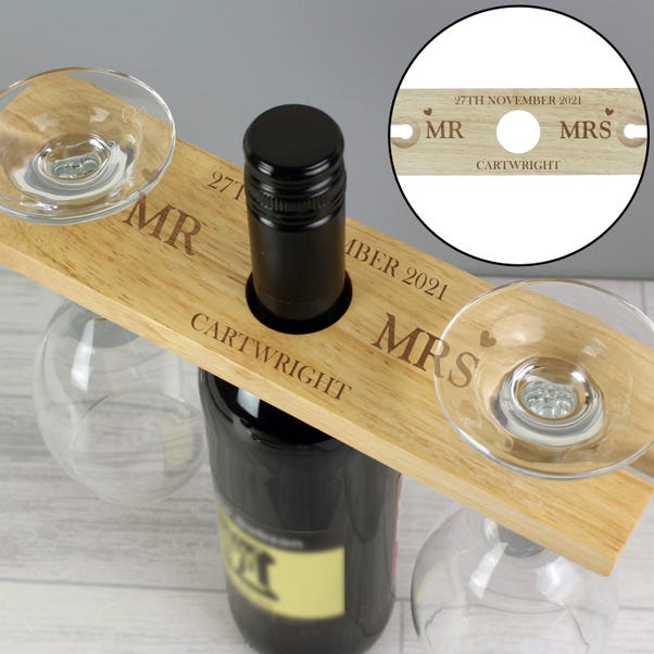 Personalised Married Couple Wine Glass and Bottle Holder image 1 of 6