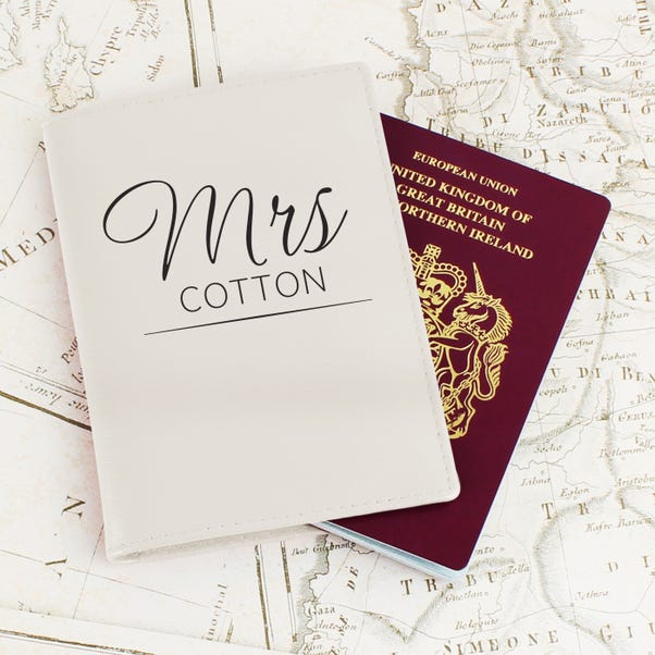 Personalised Classic Mr and Mrs Cream Leather Passport Holders image 1 of 4