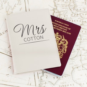 Personalised Classic Mr and Mrs Cream Leather Passport Holders