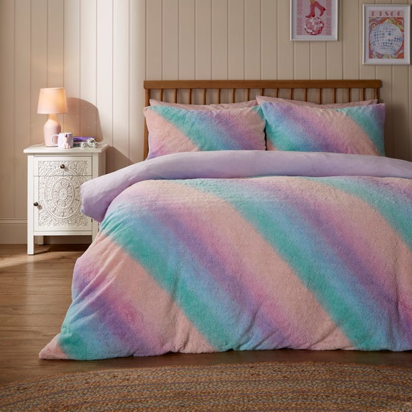 Pastel Ombre Fleece Duvet Cover And Pillowcase Set