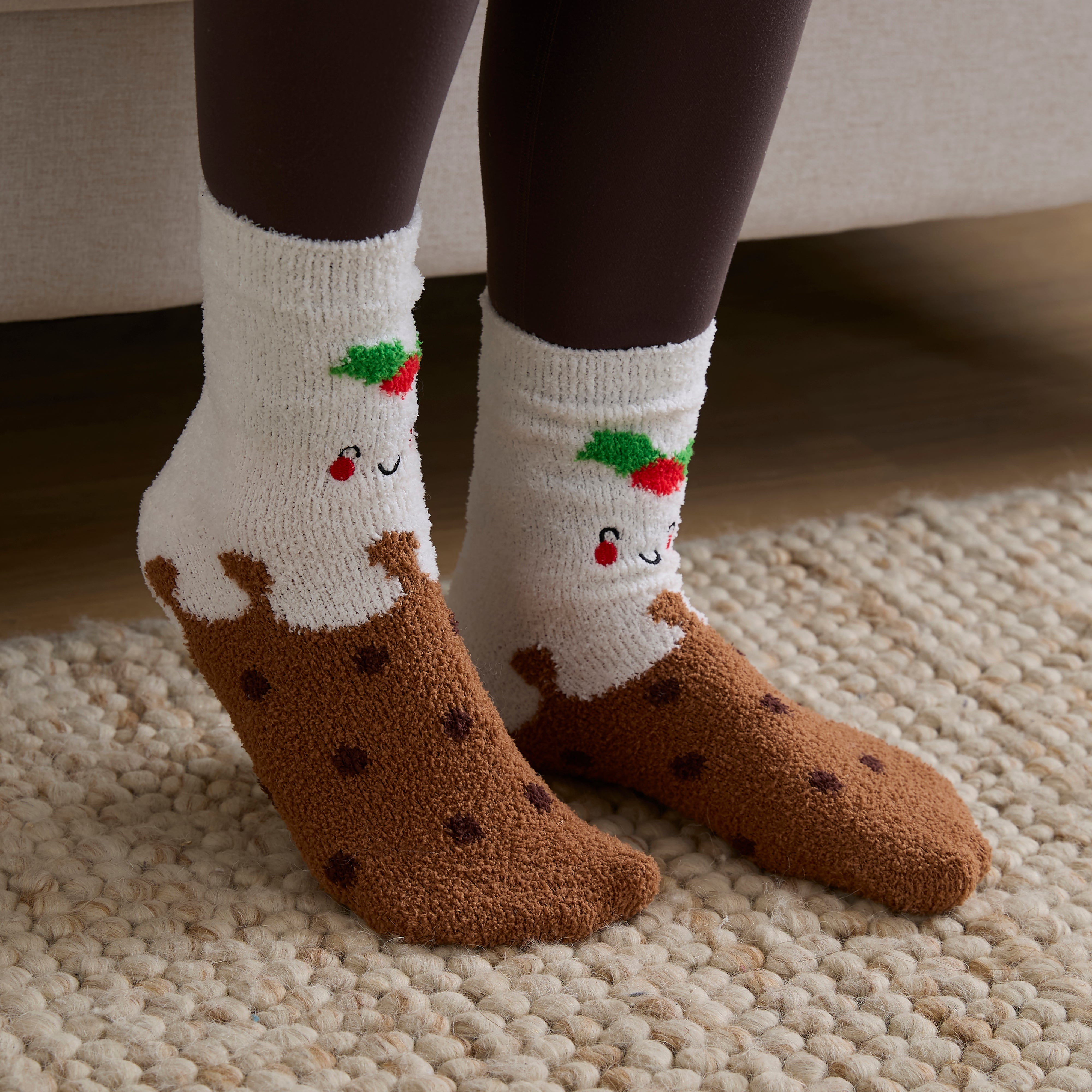 Christmas Pudding Adults Cosy Socks