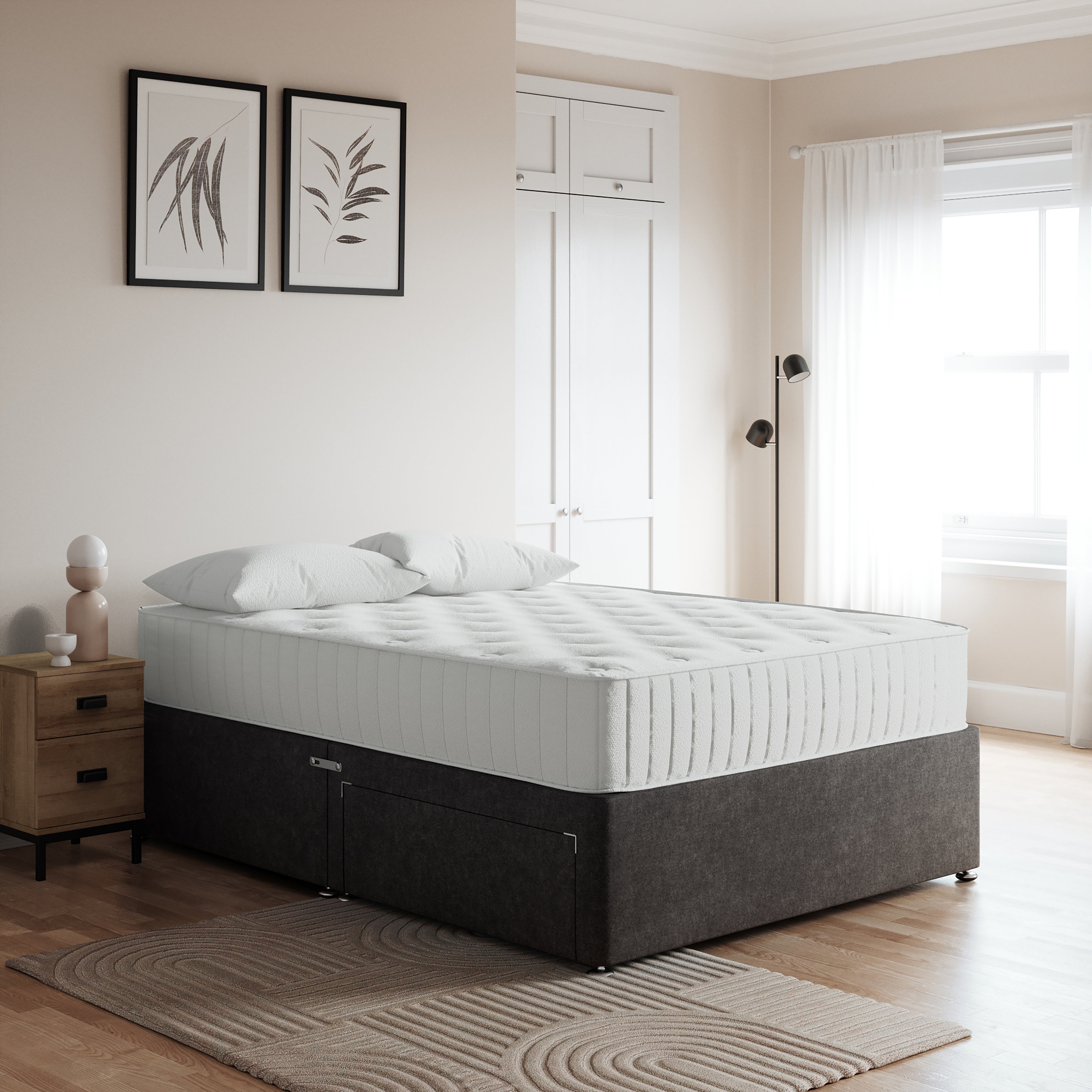 Essentials Divan Base Chenille Dark Grey