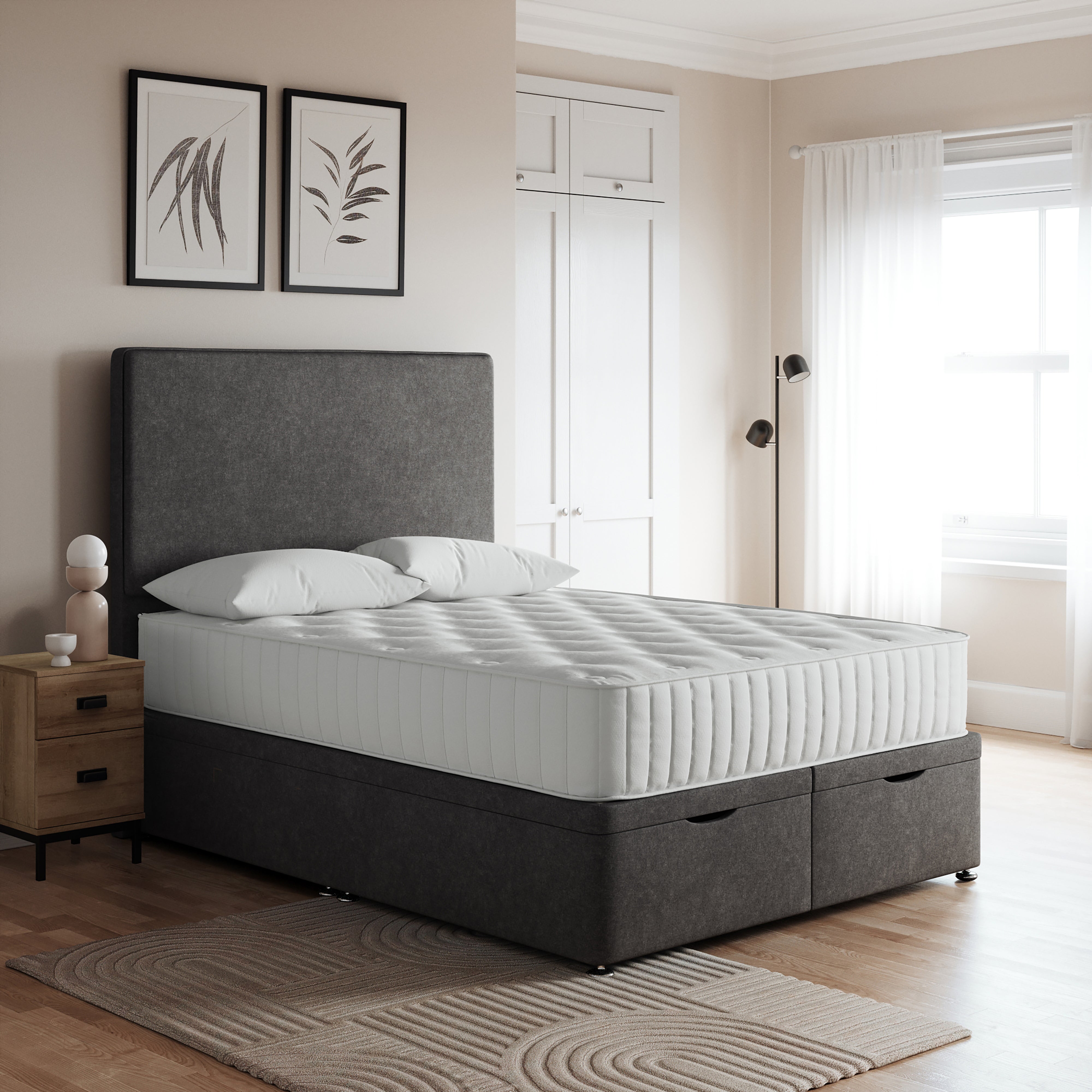 Everyday End Ottoman Bed Frame Chenille Dark Grey