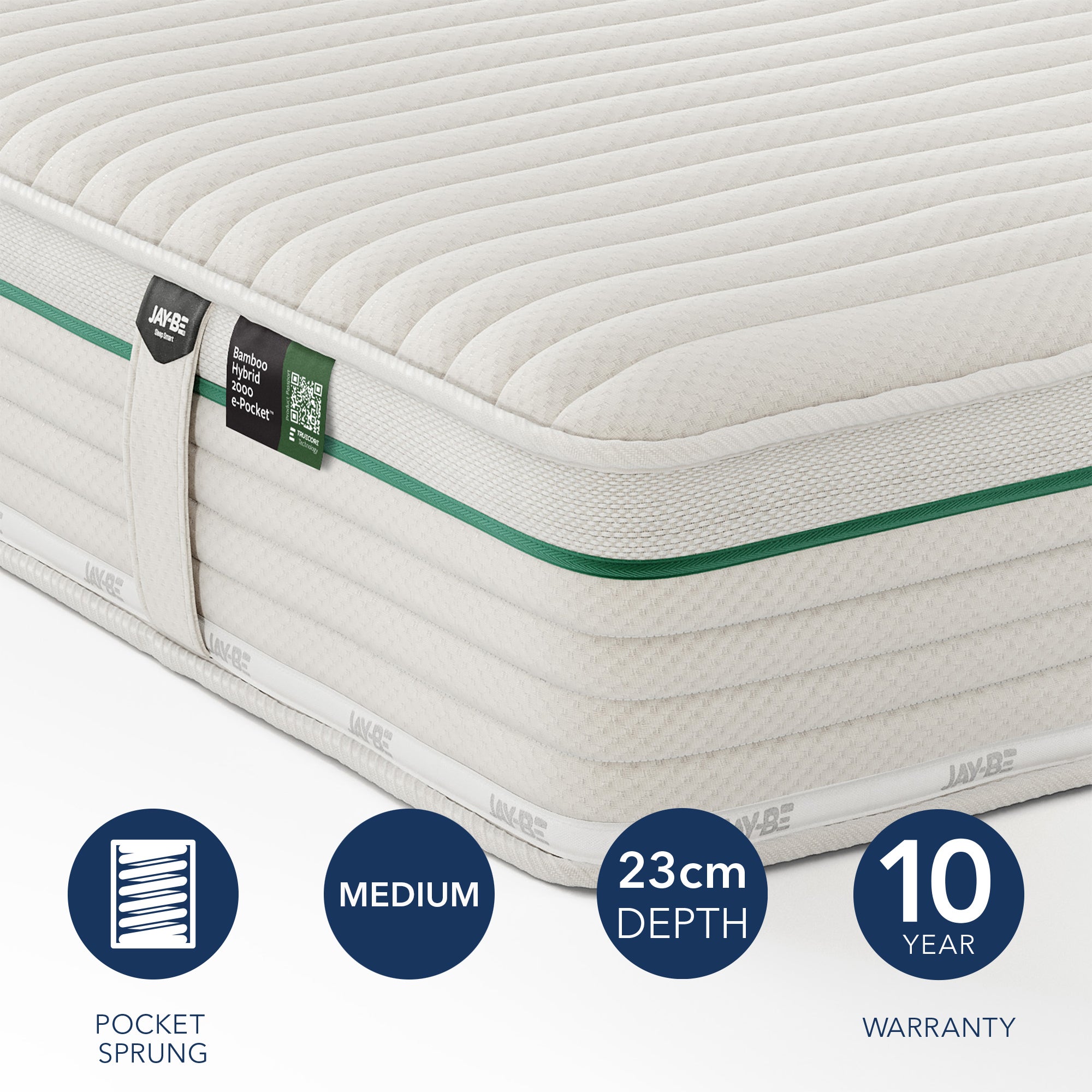 Jay Be Natural Bamboo 2000 Pocket Mattress White