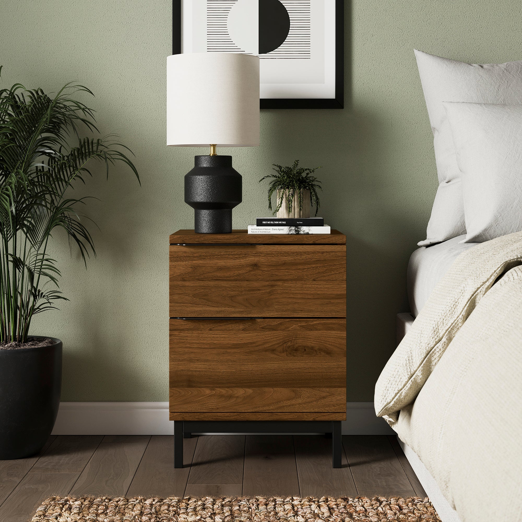 Reynolds Slim Bedside Table Walnut