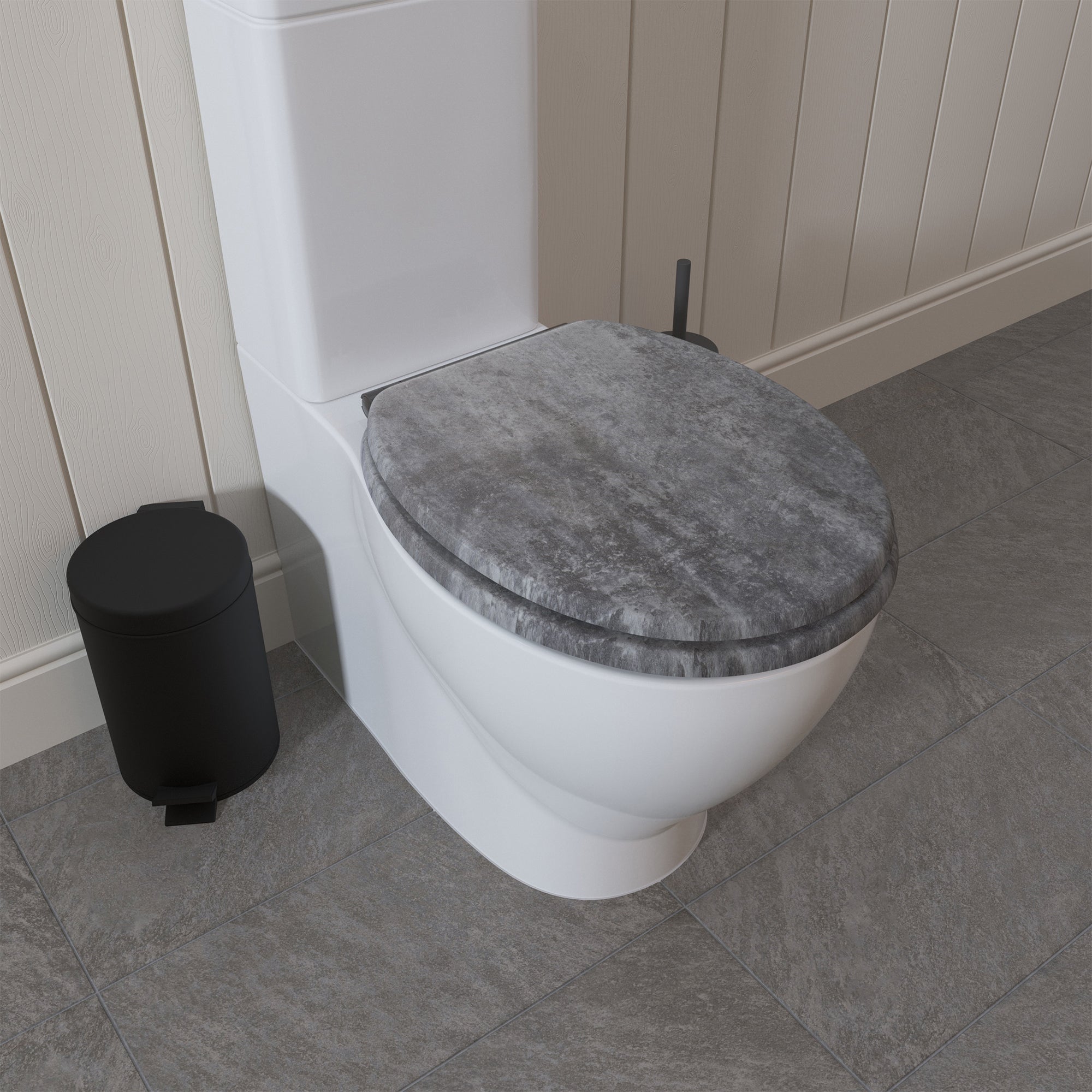 Croydex Kirkstone Grey Flexi Fix Oval Toilet Seat