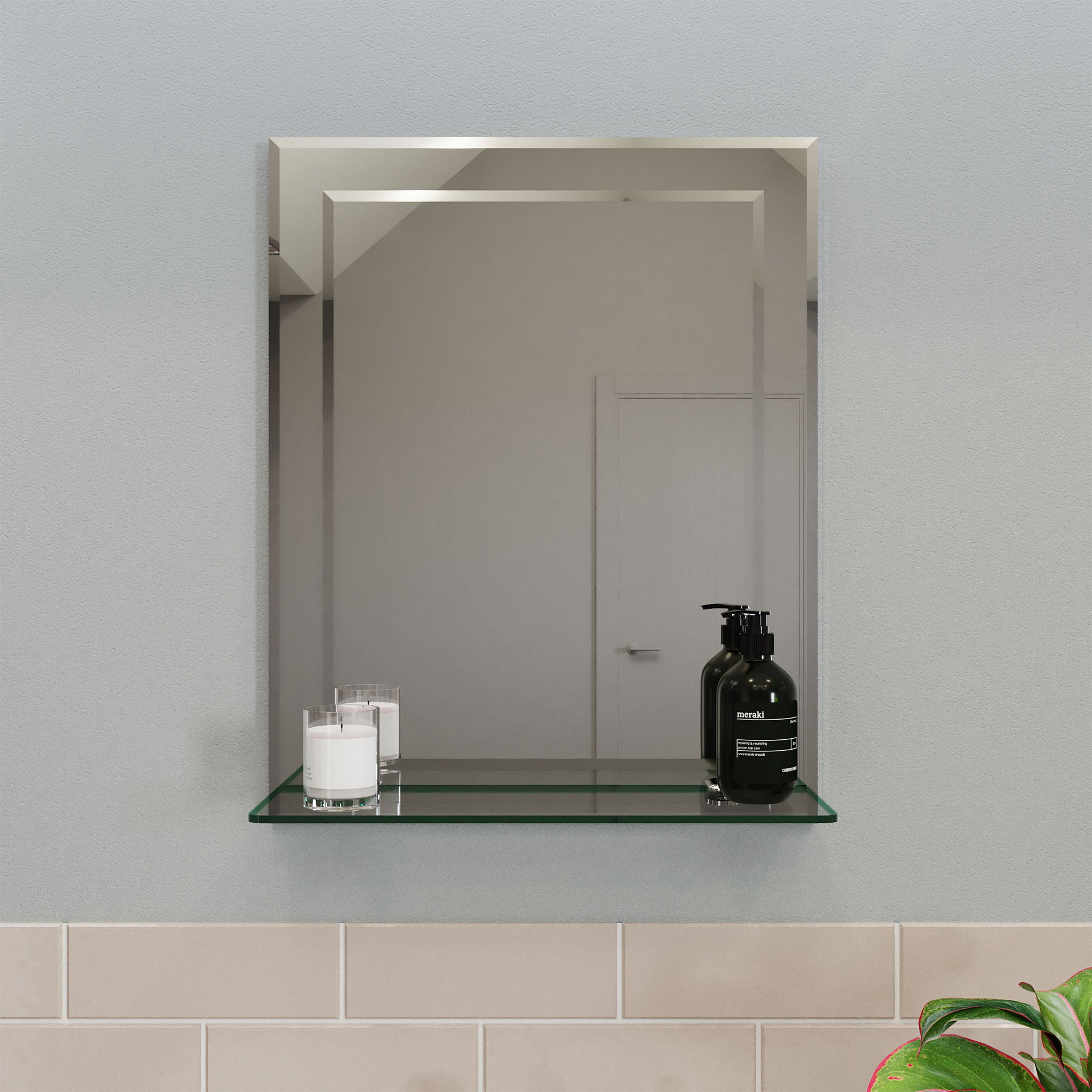 Croydex Rydal Double Layer Mirror With Shelf Clear
