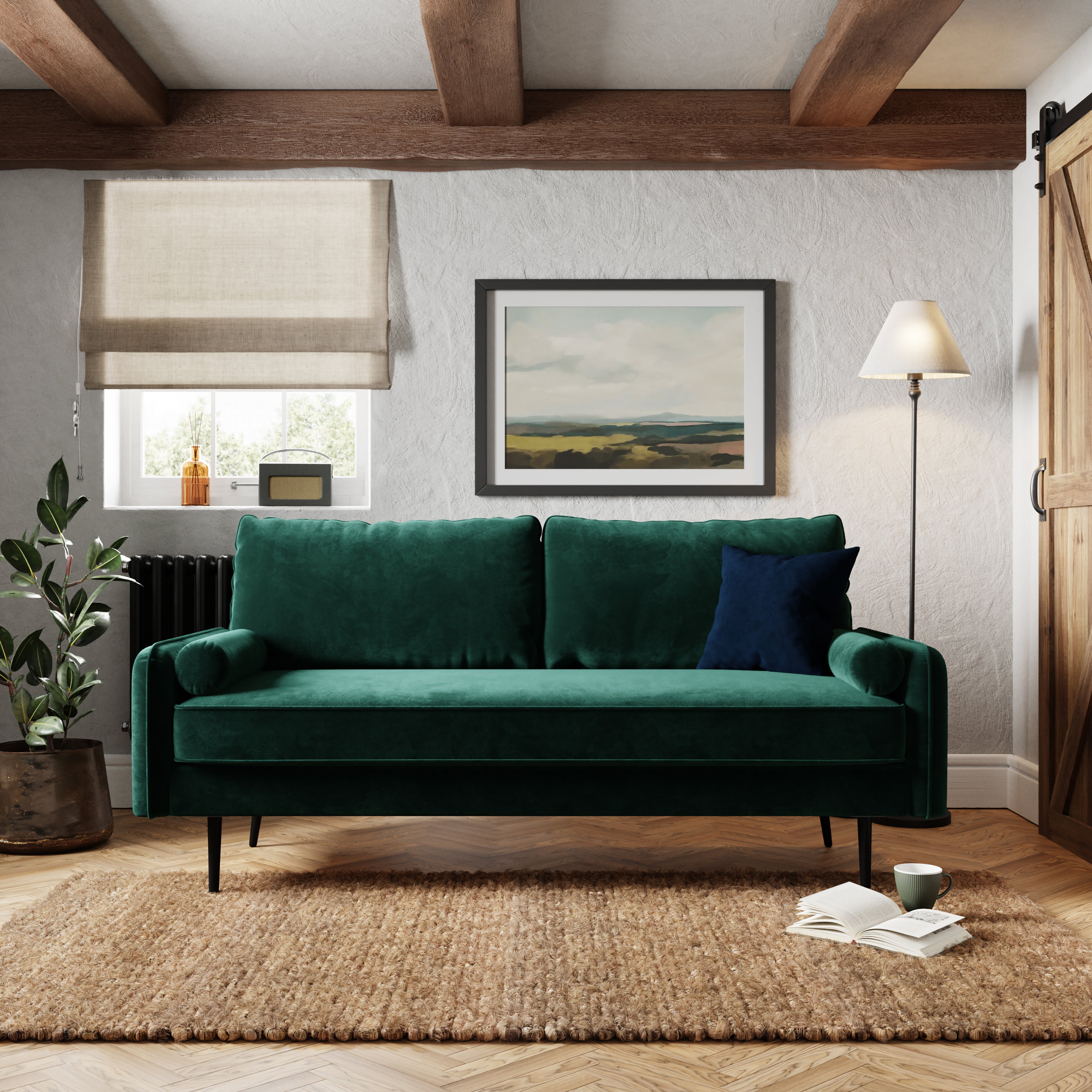 Cassie 3 Seater Velvet Sofa Bottle Green