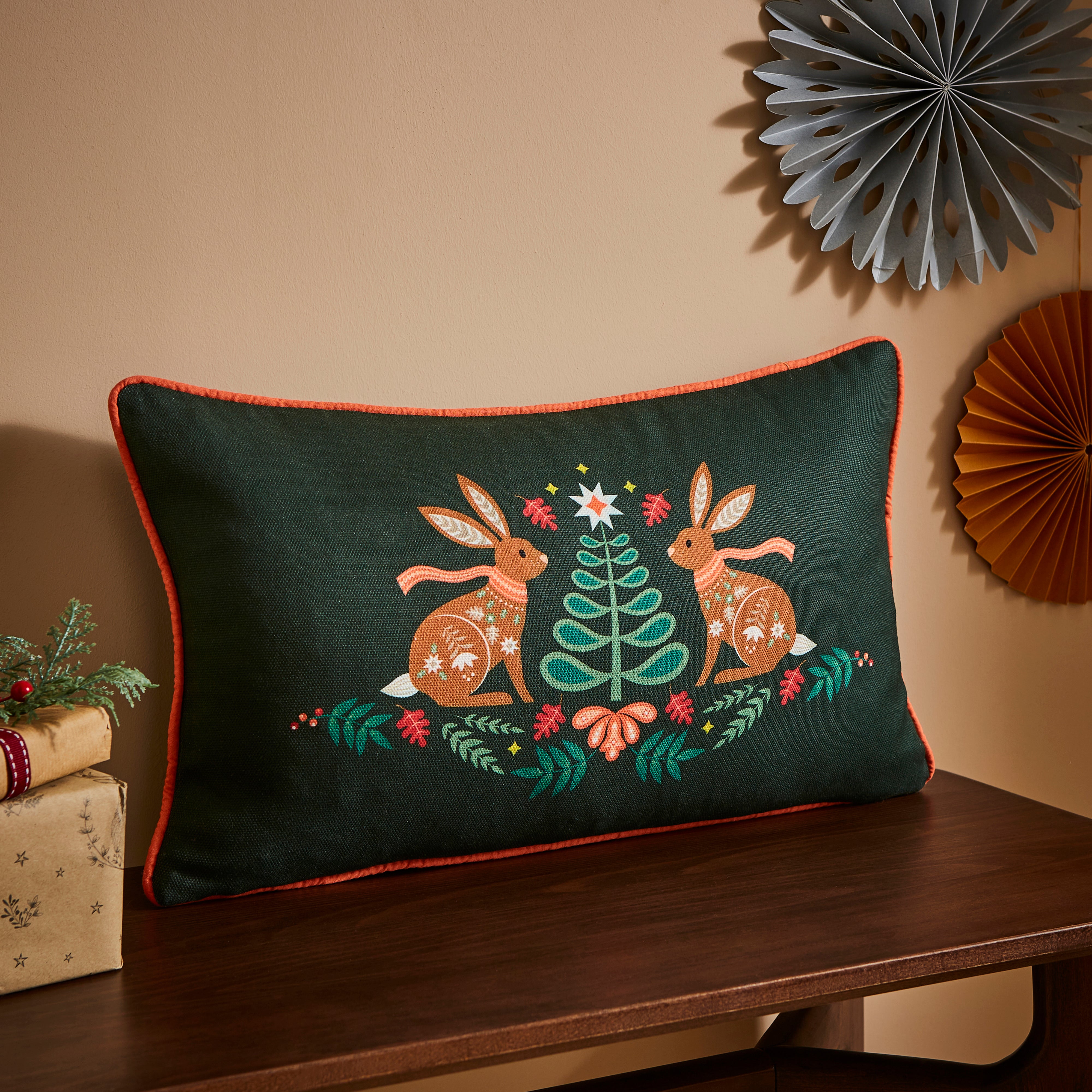 Woodland Hares Rectangular Cushion 