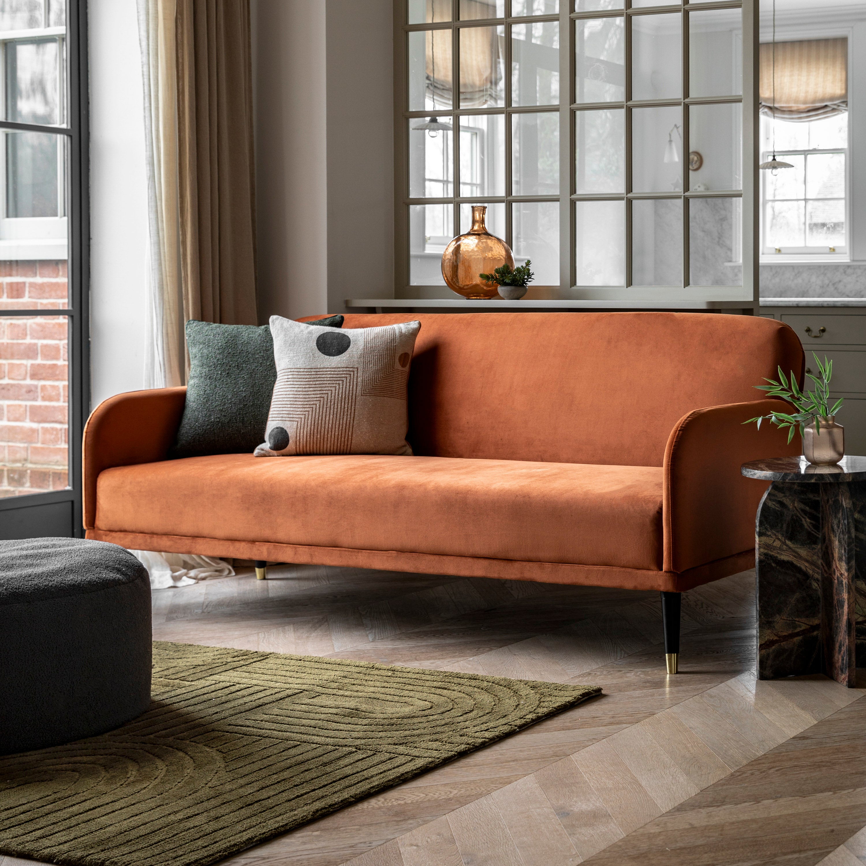 Denver Fabric Double Sofa Bed Rust