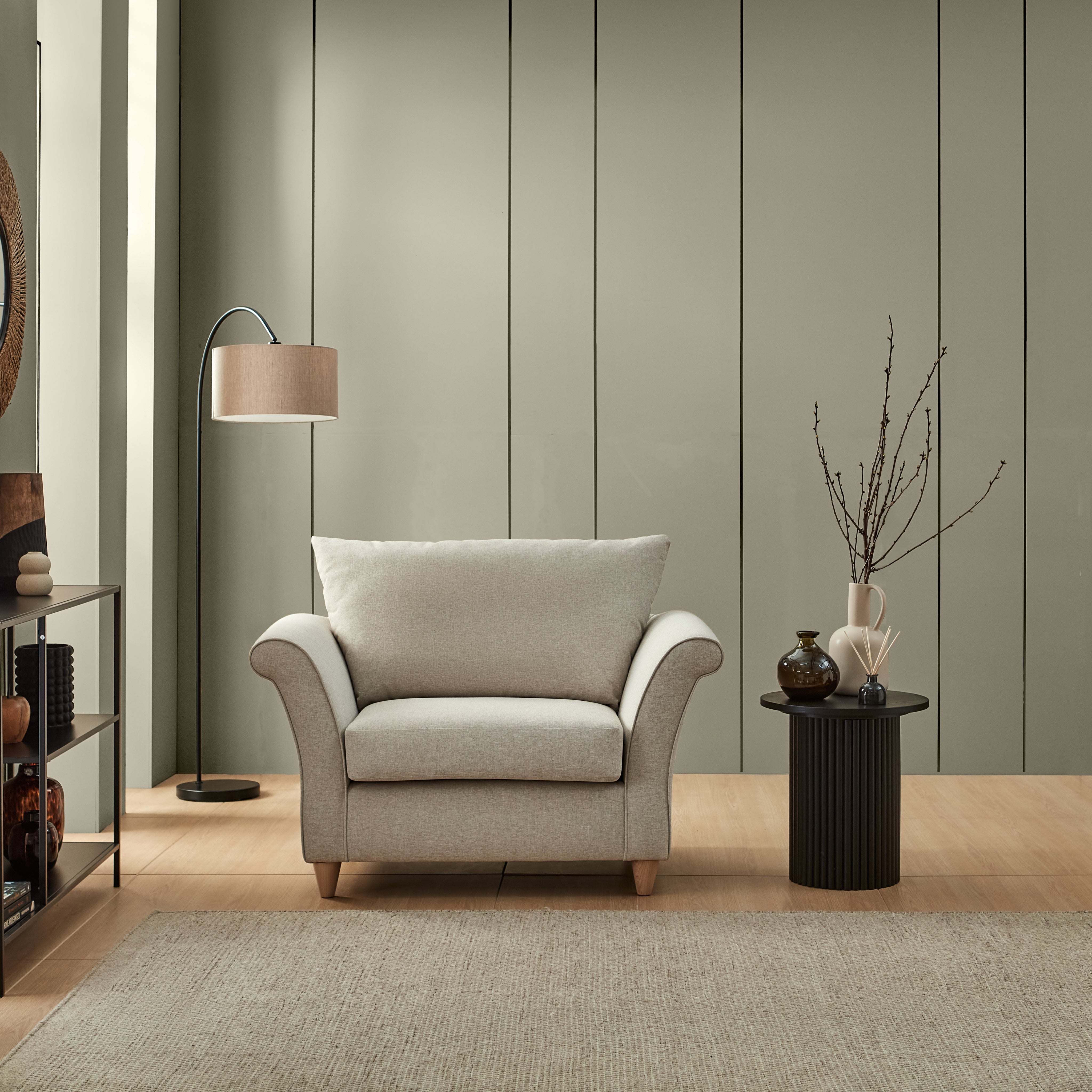 Dixie Armchair Soft Texture Fabric Natural