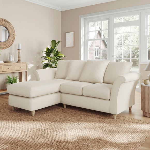 Dixie Corner Chaise Sofa Soft Texture Fabric Natural