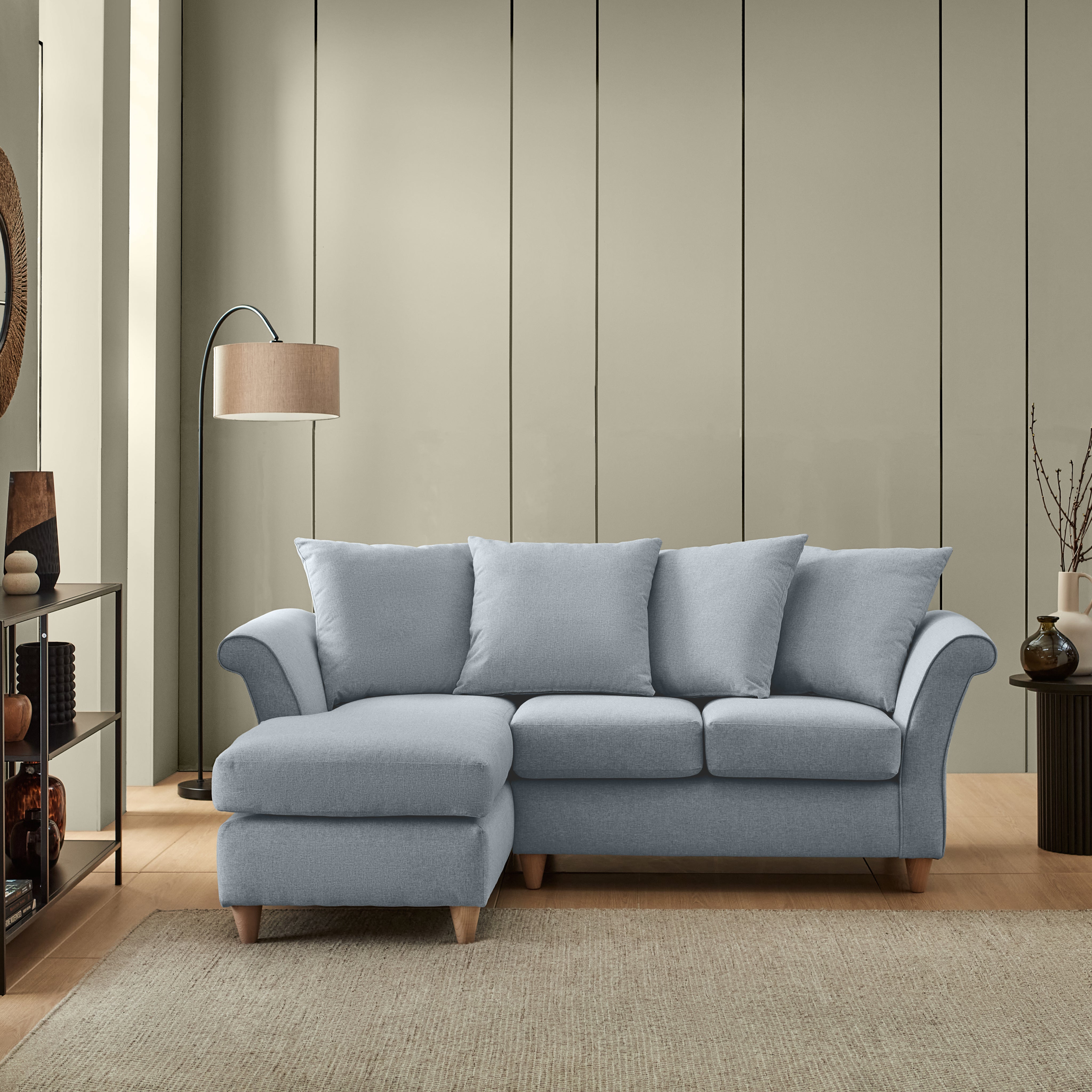 Dixie Corner Chaise Sofa Soft Texture Fabric Denim
