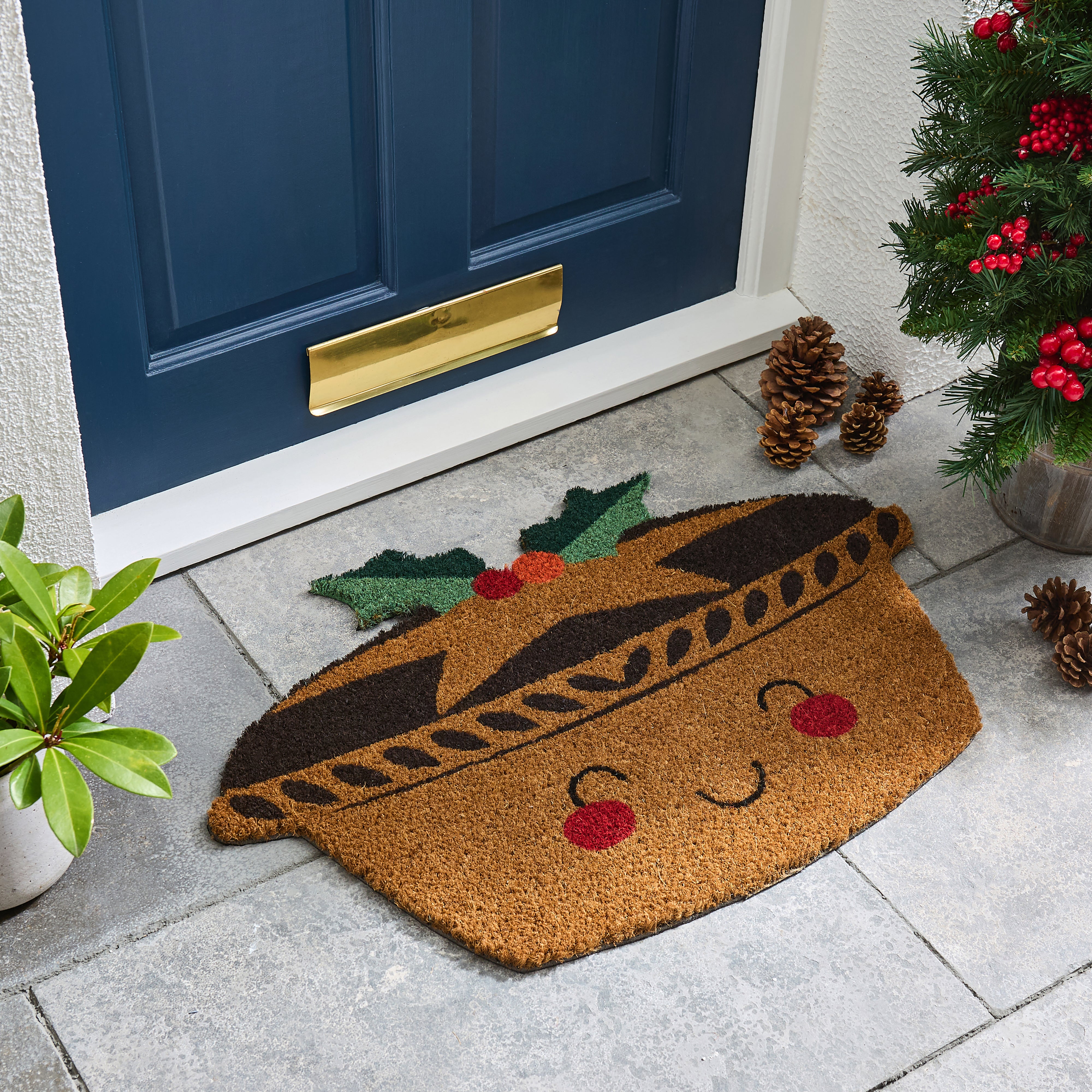 Mince Pie Coir Outdoor Doormat Multicoloured