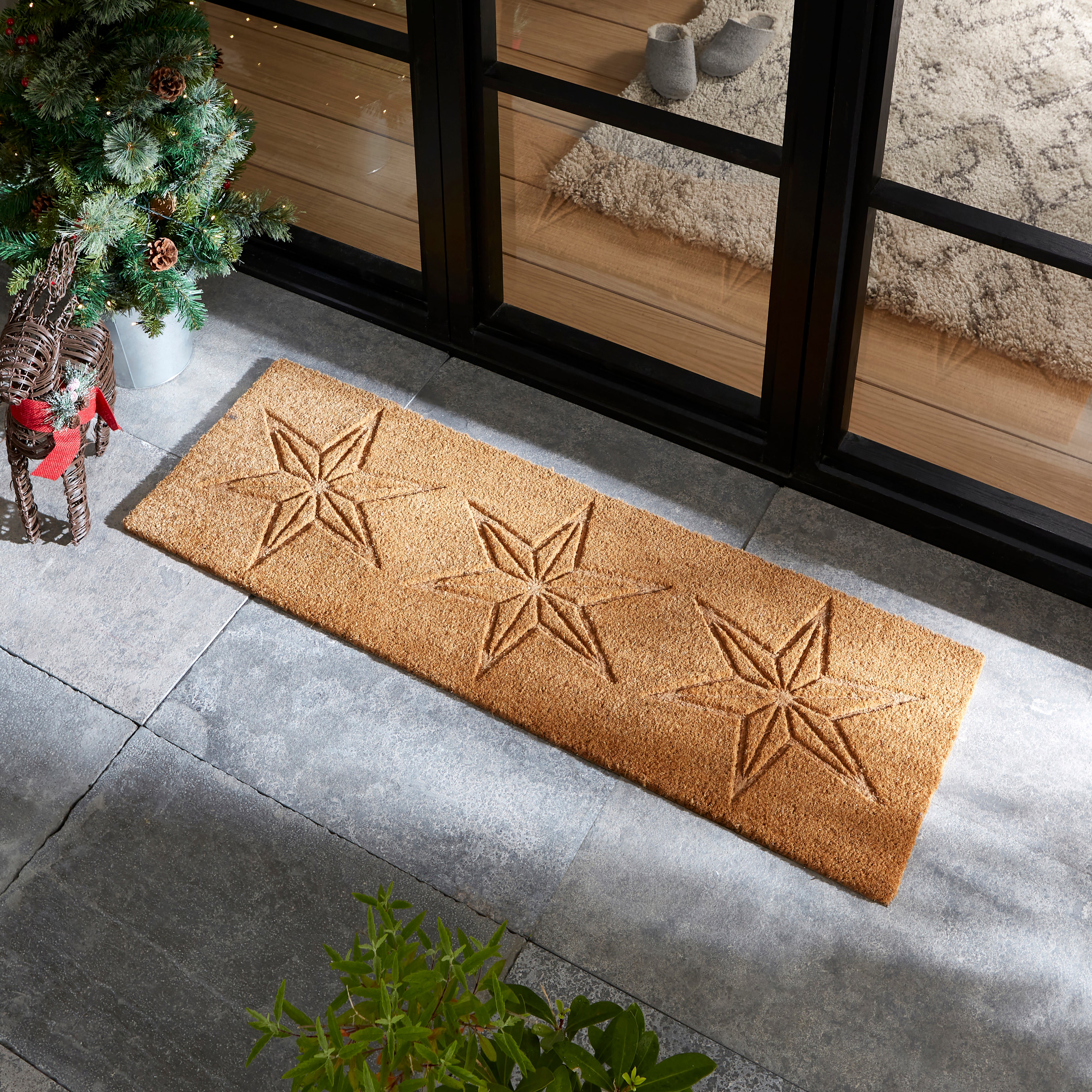 Star Patio Coir Outdoor Doormat Multicoloured