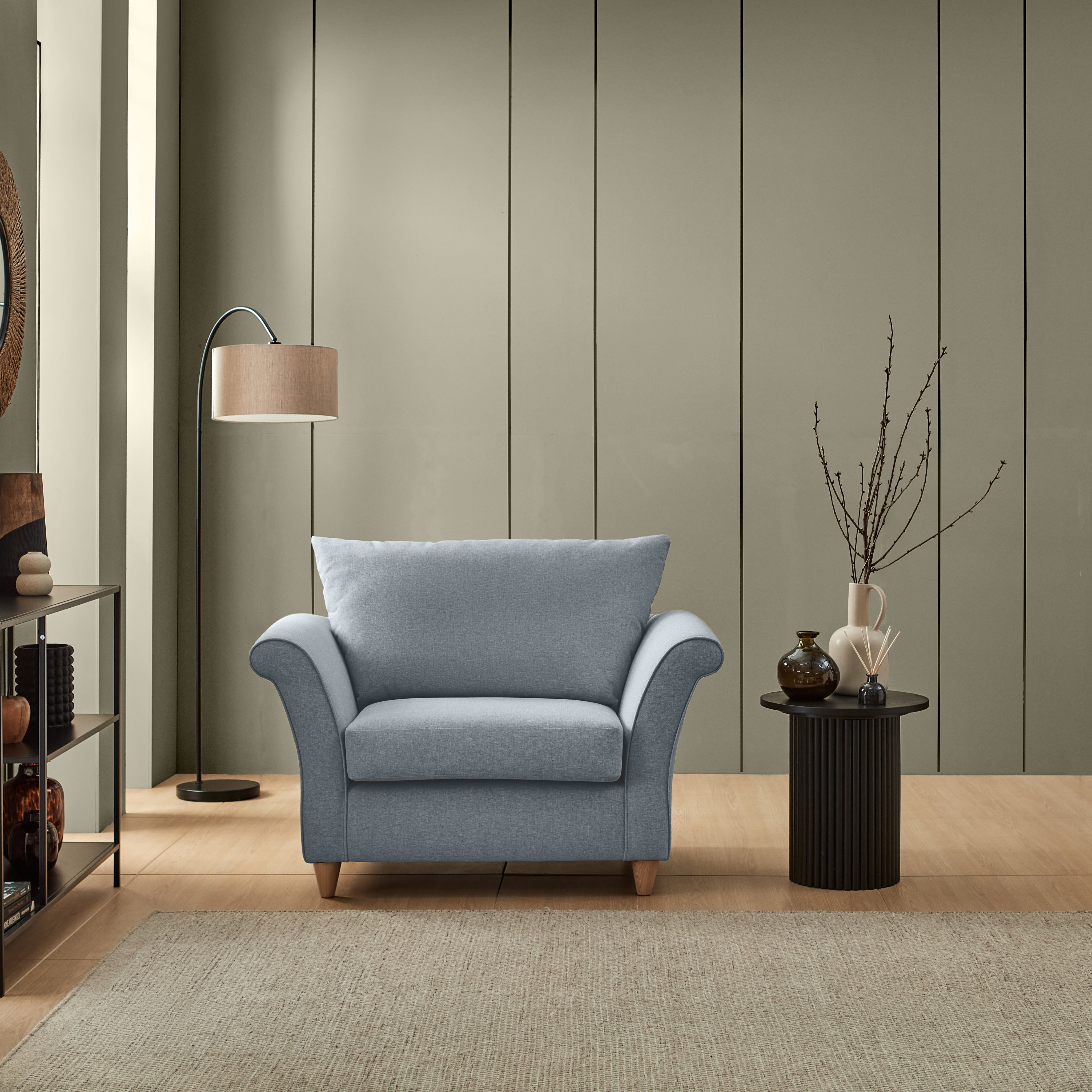 Dixie Armchair Soft Texture Fabric Denim