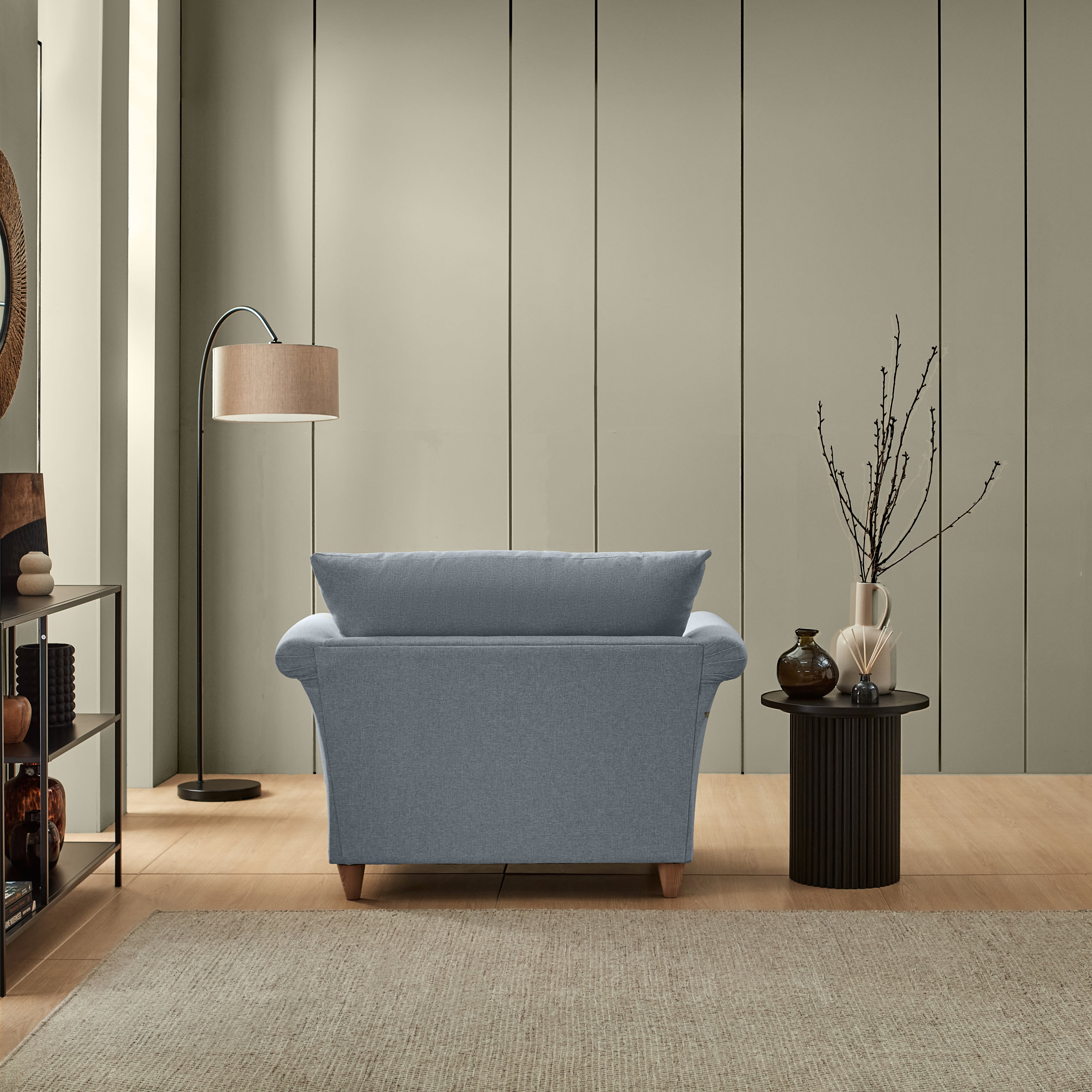 Dixie Armchair, Soft Texture Fabric Denim