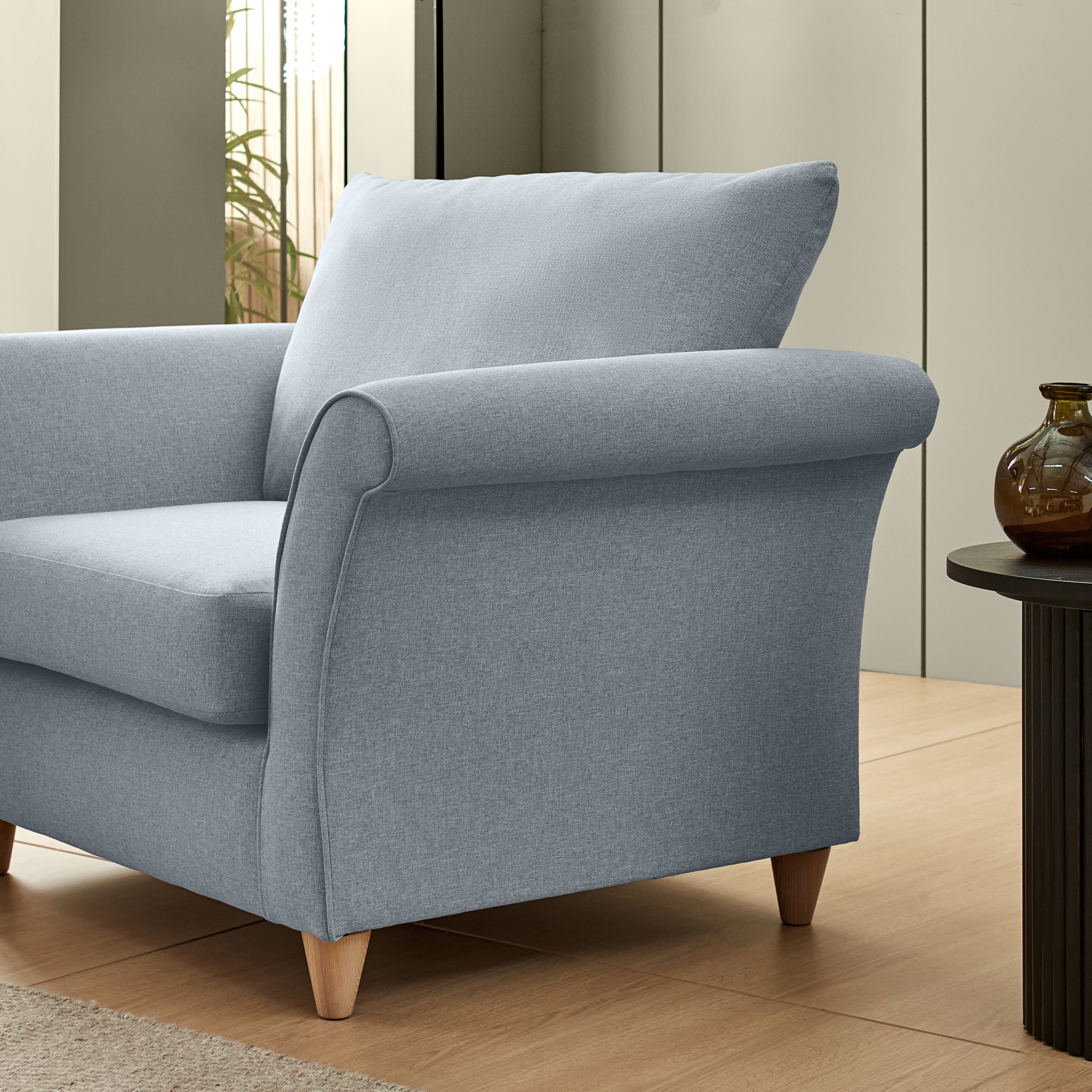 Dixie Armchair, Soft Texture Fabric Denim