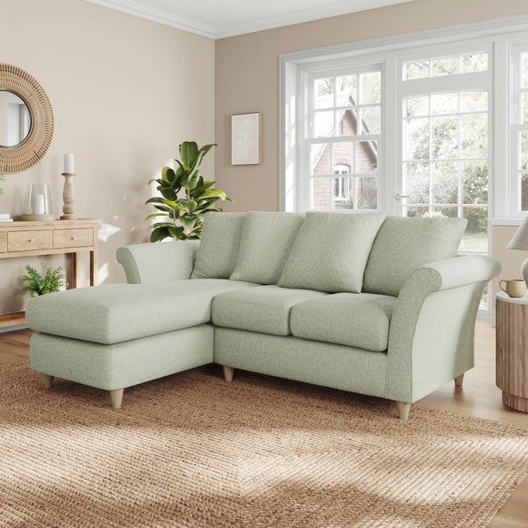 Dixie Corner Chaise Sofa Soft Texture Fabric Soft Green