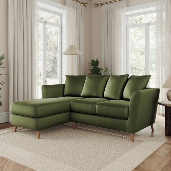 Bess Corner Chaise Sofa Opulent Velvet Light Olive