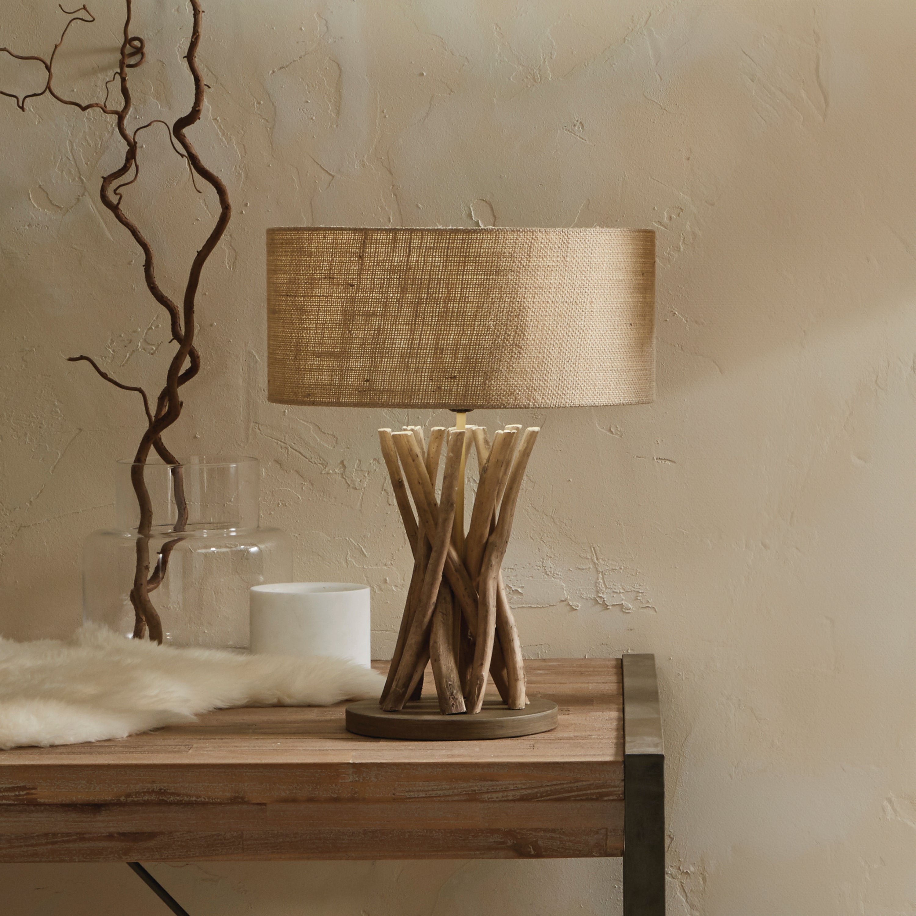 Derna Driftwood and Natural Jute Table Lamp Beige